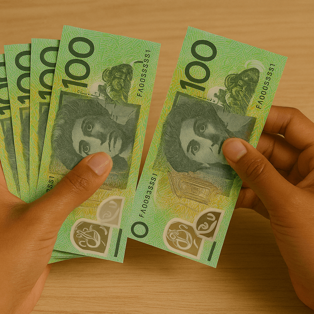 Hands counting hundred dollar notes