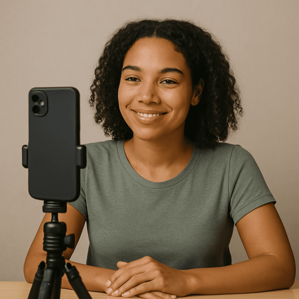 Creator happily making content